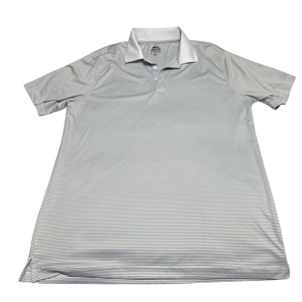 Slazenger Shirt Adult XL Grey Candy Striped Golf Polo Short Sleeve Mens